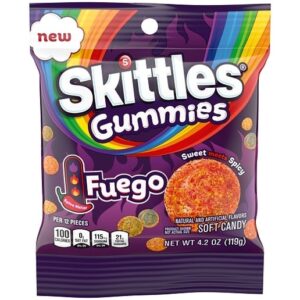 Skittles Fuego Spicy Fire Gummies 4.2oz Peg Bag 12ct
